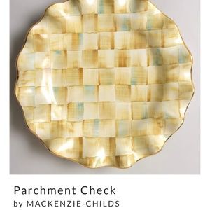 McKenzie Childs Parchment Check Fluted Dinner Plates